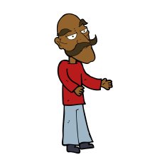 cartoon old man with mustache N19