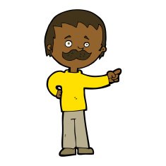 cartoon man with mustache pointing N21