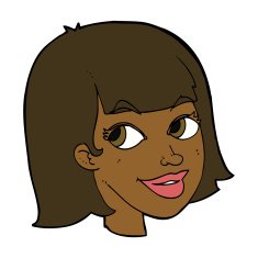 cartoon happy female face N127