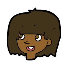 cartoon happy female face N128