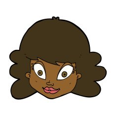 cartoon happy female face N129