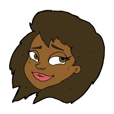 cartoon happy female face N130
