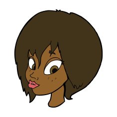 cartoon pretty female face pouting N8