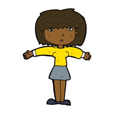 cartoon woman shrugging shoulders N335