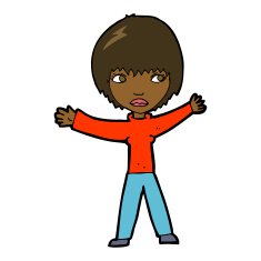 cartoon waving woman N98