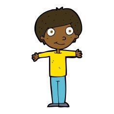 cartoon happy boy with open arms N14
