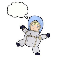cartoon astronaut with thought bubble N131