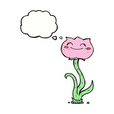 cartoon flower with thought bubble N55