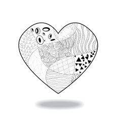 abstract pattern heart illustration in zentangle style N3