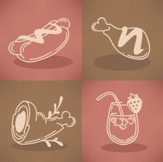 vector outline doodle barbecue collection