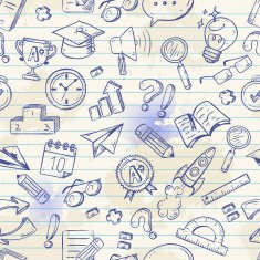 Back to school seamless pattern on a exercise book