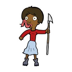 cartoon woman with spear sticking out tongue N6