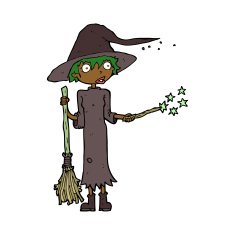 Cartoon Witch Casting Spell N17
