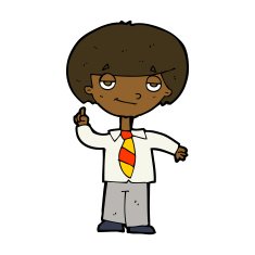 cartoon school boy answering question N35