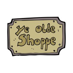 cartoon old fake shop sign N6