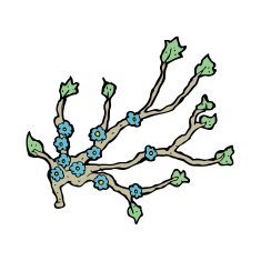 cartoon flowering branch N7