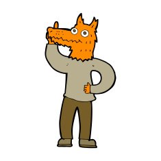 cartoon fox man with idea N4