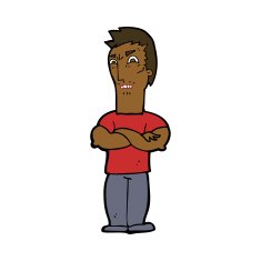 cartoon annoyed man with folded arms N14