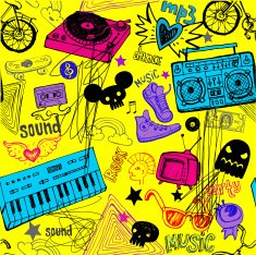 Seamless yellow music background N2