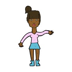 cartoon woman making dismissive gesture N14