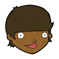 cartoon happy female face N131