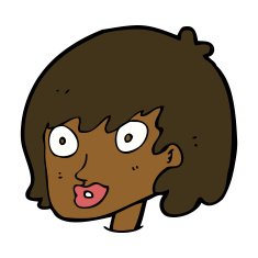 cartoon happy female face N132