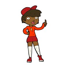 cartoon skater girl giving thumbs up symbol N7