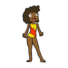 cartoon woman in swimming costume N8