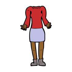 cartoon female body with shrugging shoulders (mix and match cart N7