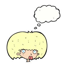 cartoon surprised woman with thought bubble N269