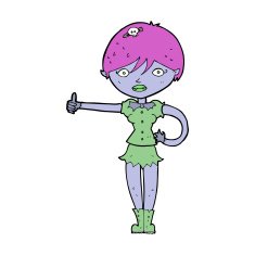 cartoon vampire girl giving thumbs up symbol N7