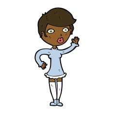 cartoon pretty woman waving N62