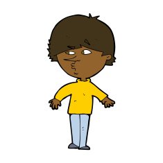 cartoon suspicious man looking over shoulder N8