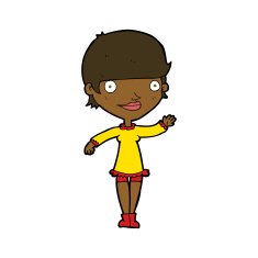 cartoon waving woman N100