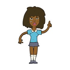 cartoon tough woman with idea N8