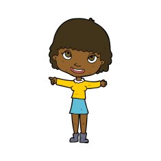 cartoon happy woman pointing N48
