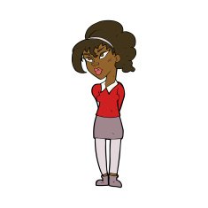 cartoon pretty girl tilting head N8