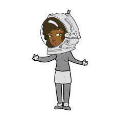 cartoon woman wearing astronaut helmet N8