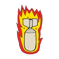 cartoon flaming bomb N13