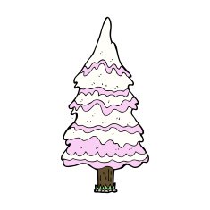 cartoon pink snowy tree N4