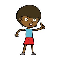 cartoon boy giving thumbs up symbol N12