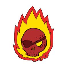cartoon burning skull N11
