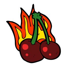 cartoon flaming cherries N4