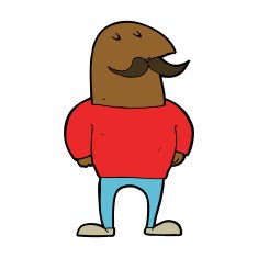 cartoon bald man with mustache N14