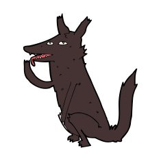 cartoon wolf licking paw N5