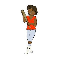 cartoon pretty punk girl with baseball bat N8
