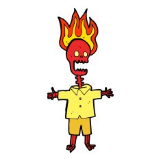 cartoon flaming skeleton N4