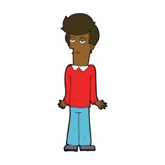 cartoon bored man shrugging shoulders N8