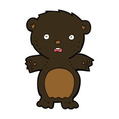 frightened black bear cartoon N4