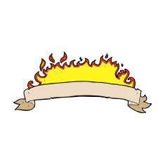 cartoon flaming banner N4
